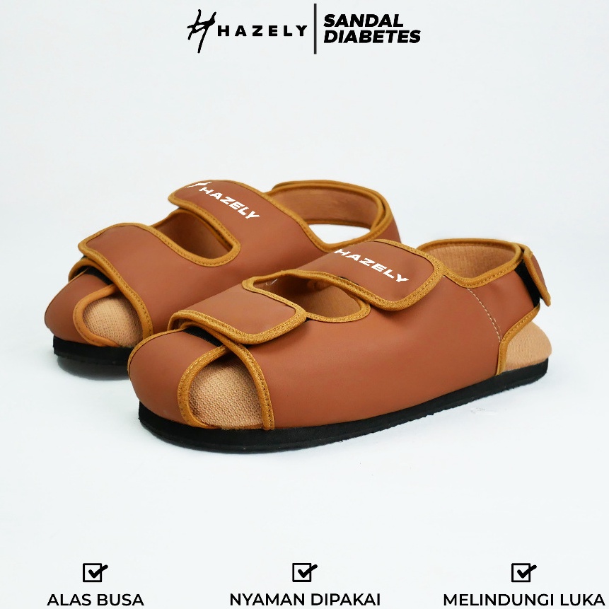 Hematku Sandal Diabetes Empuk  Sandal Kesehatan WanitaPria Empuk  JACK COKLAT  HAZELY INDONESIA