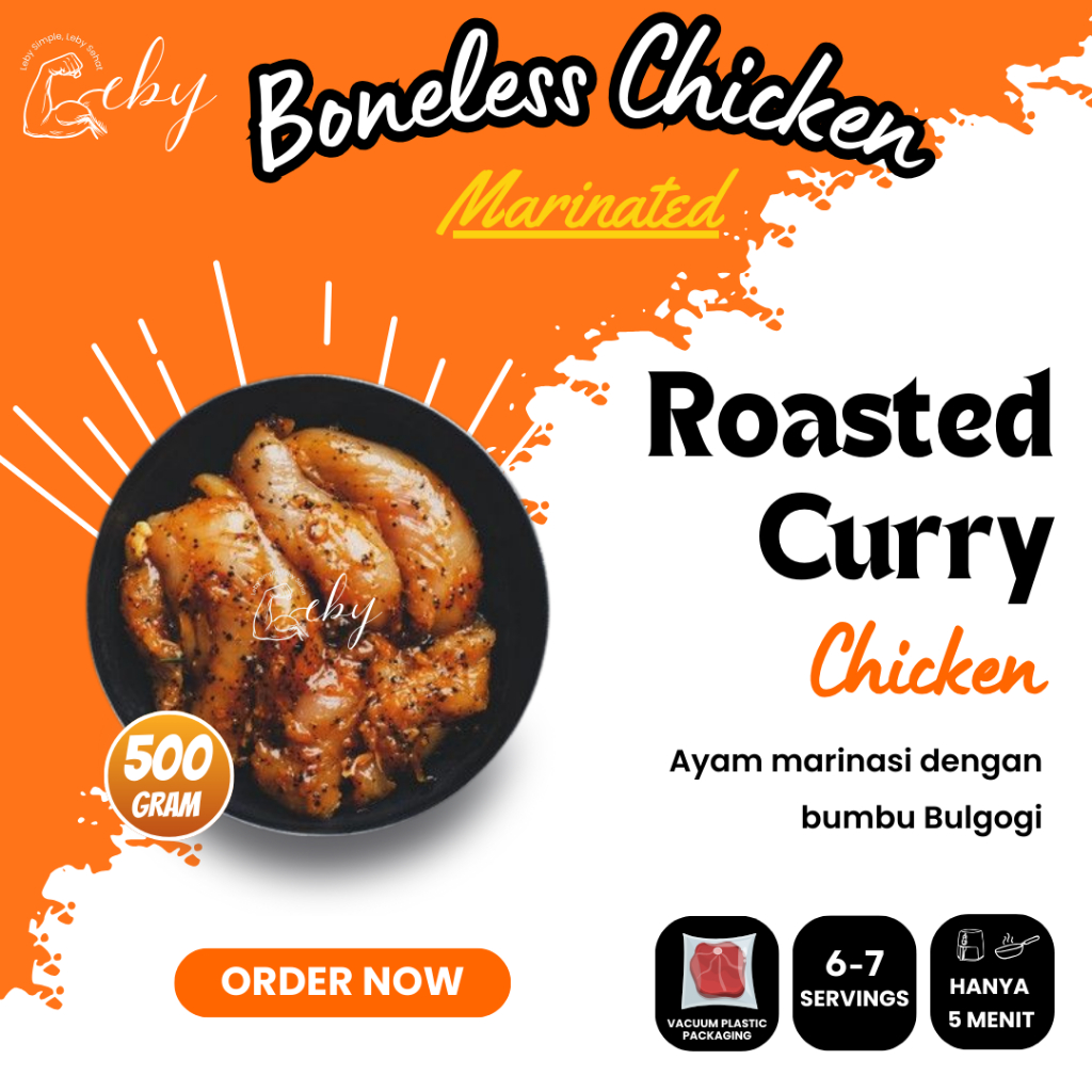 

Leby - Dada Ayam Paha Ayam Marinasi Roasted Curry / Makanan Diet Rendah Kalori Siap Masak Bulgogi Blackpaper Gochujang BlackPepper Barbeque Smoke BBQ 220 500 g Chicken Breast Thigh Marinade 220g 500g / Leby Lebih Simpel Lebih Sehat Lebih Murah Ketjebada