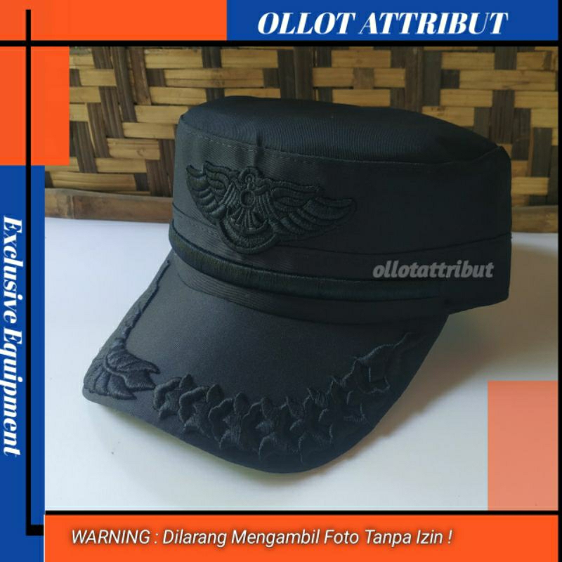 TOPI KOMANDO DISHUB WINGS LIS PADI KAPAS FUL HITAM