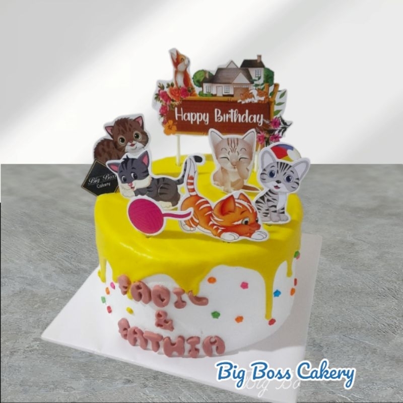 

KUE KUCING CAT BIRTHDAY CAKE WITH PAPER TOPPER