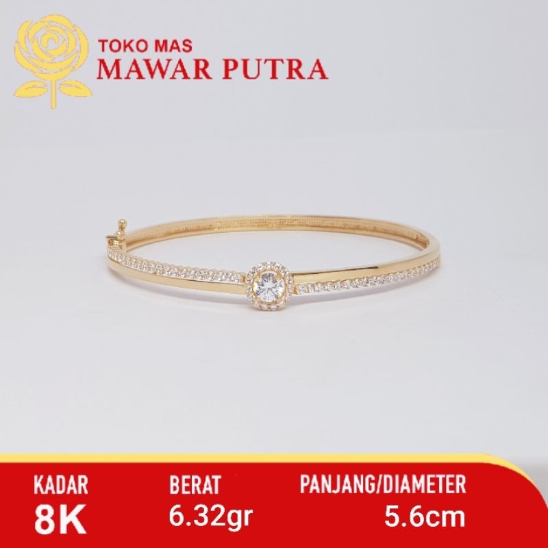 Gelang oval bangle Kiara Zirconia UBS Gold 8K