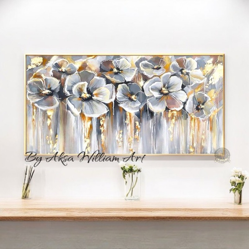 

lukisan abstrak bunga modern art painting