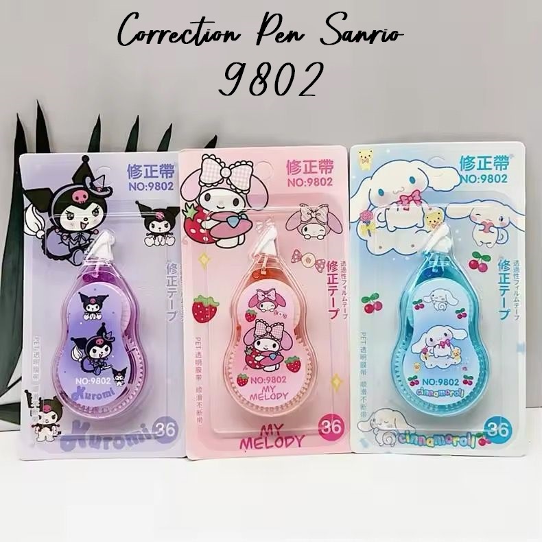 

Correction pen sanrio tipex kertas kuromi melody cinnamoroll