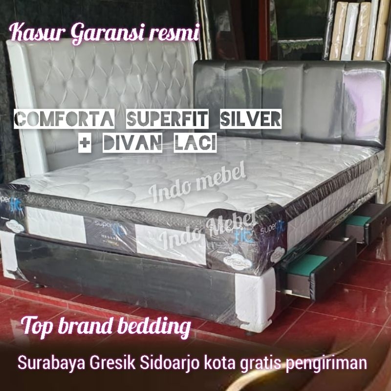 Set Comforta Superfit neo silver divan amben laci kasur spring bed 120 160 180 x 200