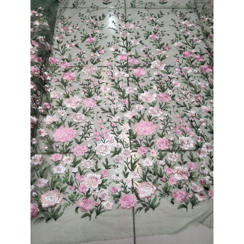 KAIN/ BAHAN TILLE BORDIR  GARDEN 3D PREMIUM