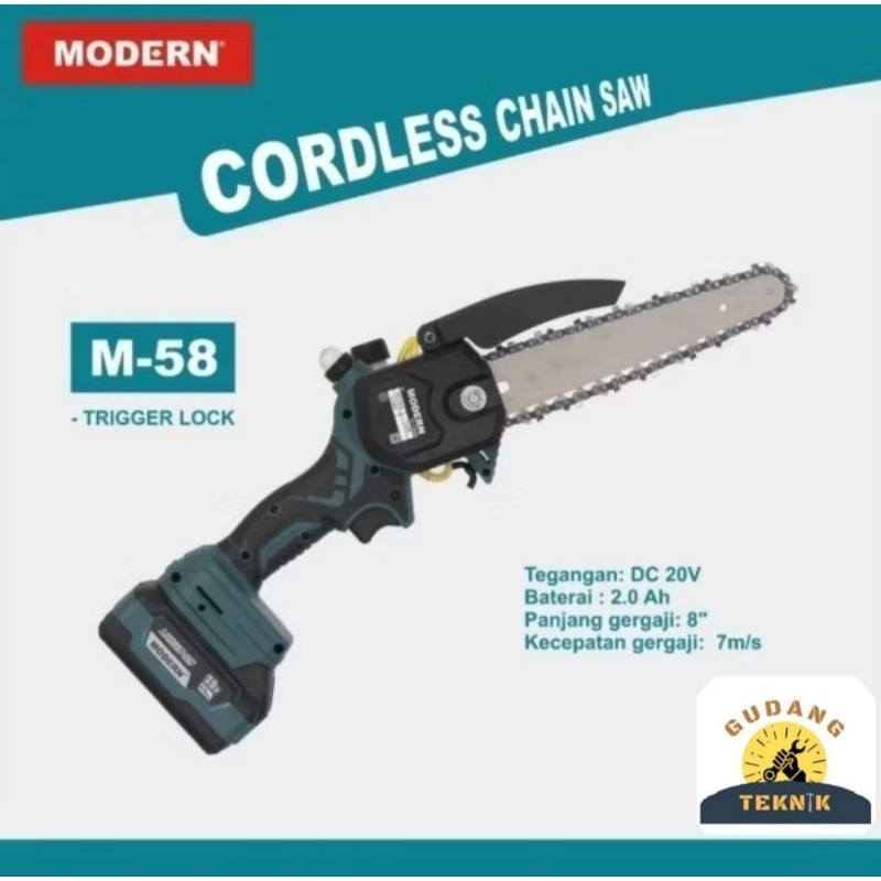 MODERN M-58 BRUSHLES MINI CORDLESS CHAINSAW 20 VOLT