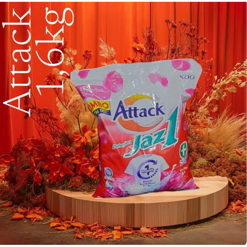 DETERJEN BUBUK,DETERJEN KEMASAN,DETERJEN POWDER SABUN CUCI BAJU, SABUN ATTACK JAZ 1 1,6KG