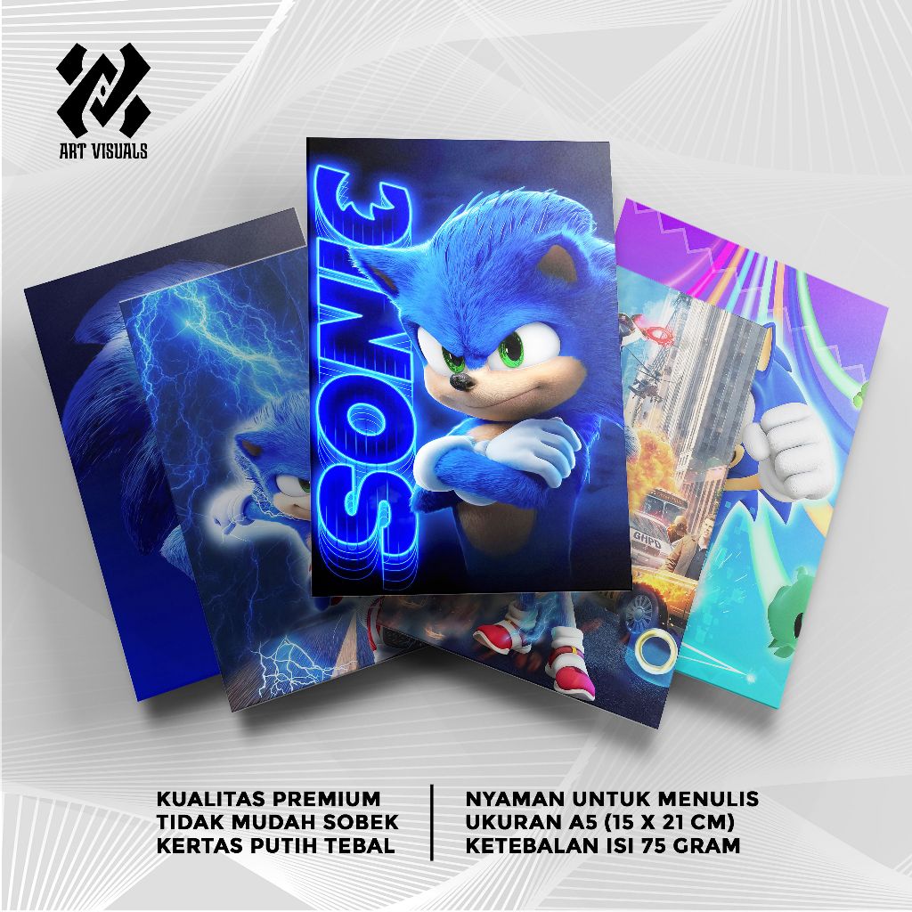 

art.visuals - Buku Tulis Sekolah Custom Tema Sonic The Hedgehog Terlengkap Termurah Grosir Model Bebas Pilih Foto