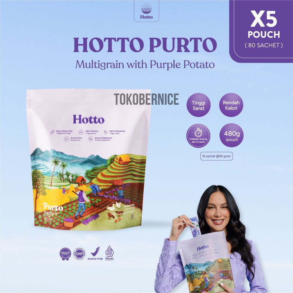 

(80 Saset/5 Pak) Hotto Purto Multigrain – Oat & Ubi Ungu untuk Kesehatan Pencernaan