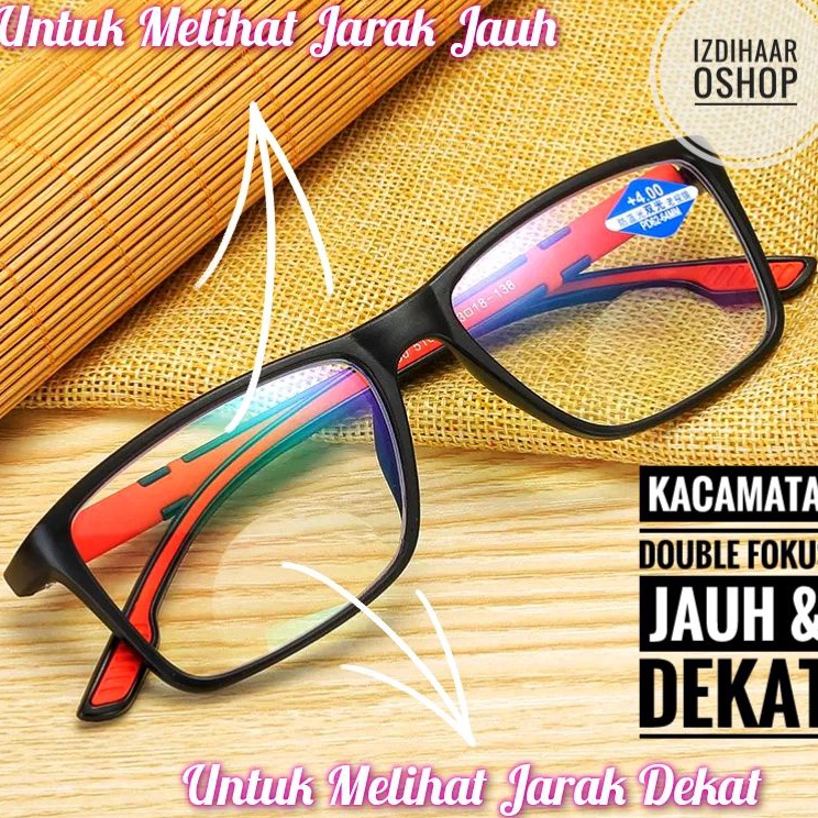 Kejar Sekarang  Kacamata Baca Double Fokus Jauh Dan Dekat Frame Model Sports Ringan Lentur Elastis L