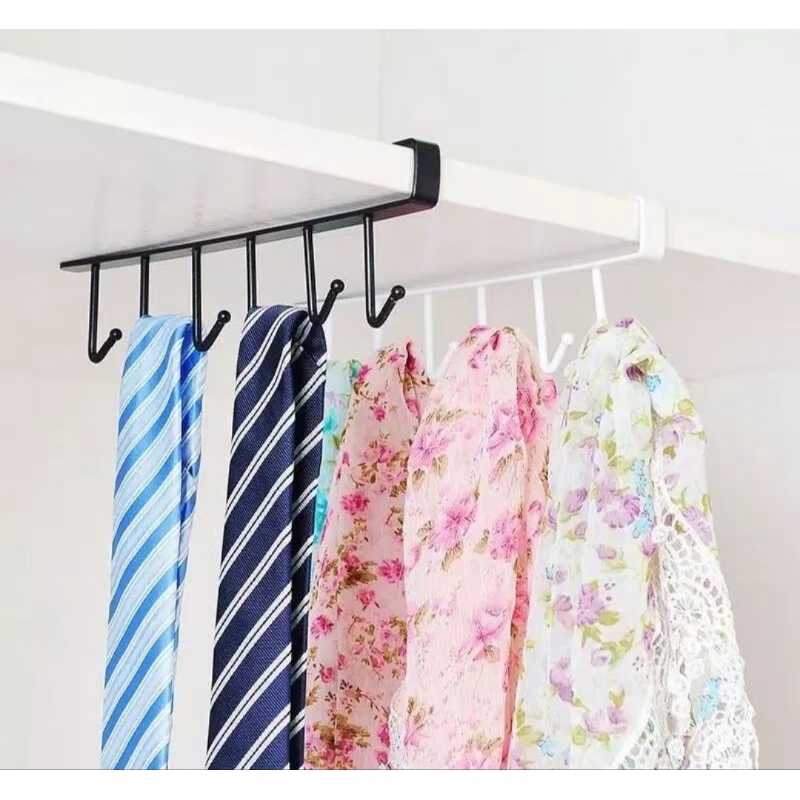 02 Rak Gantung Stainlees Gantungan Besi 6 hook rak Gantung Lemari Gantung Dapur