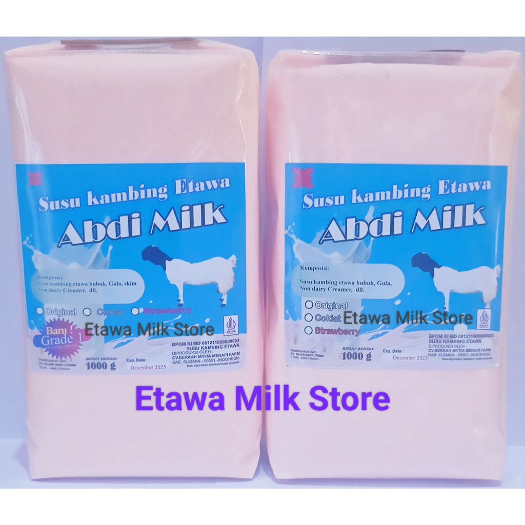 

Susu Kambing Etawa Rasa Strawberry Grade 1 & 2 Isi 1kg