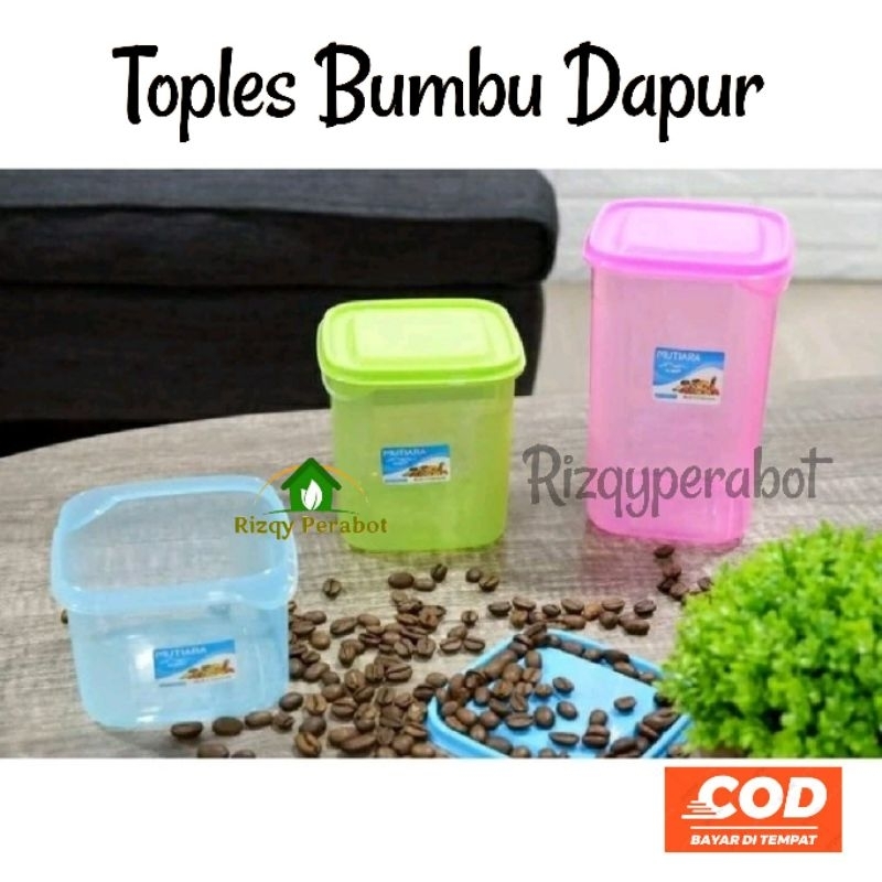 Toples Kotak Segi 500ml, 800ml/ Toples Bumbu Murah/ Toples Serbaguna
