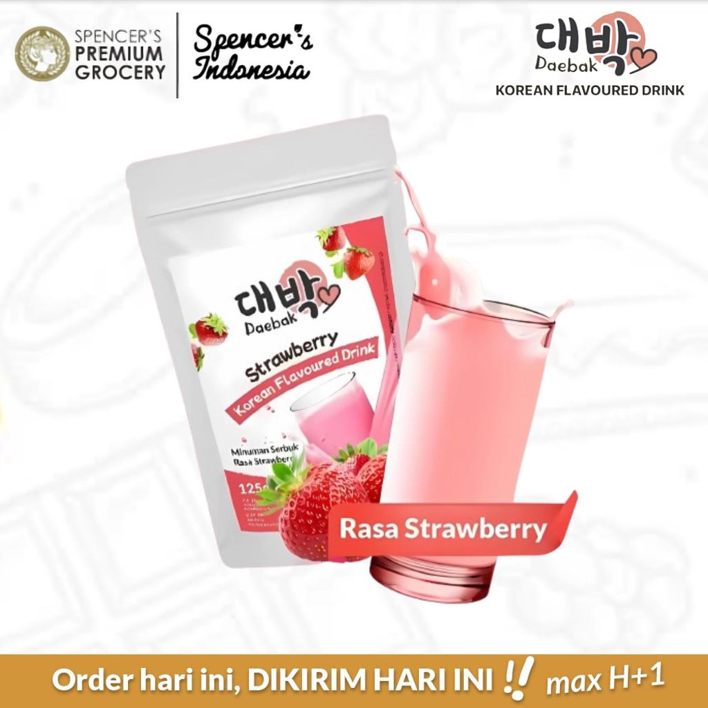 

Spencer's Daebak Korean Drink Strawberry - Bubuk Minuman Segar Korea Rasa Stroberi