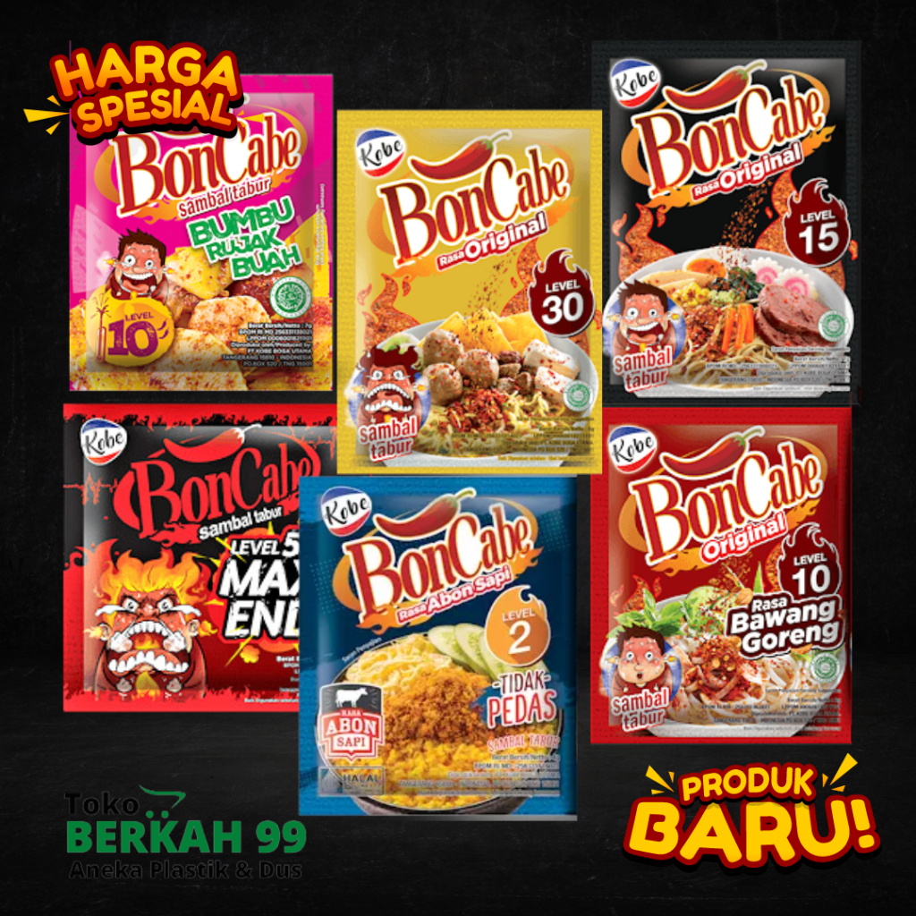 

BONCABE berbagai level Bon Cabe cabai 1 Renceng bubuk kemasan ekonomis abon rujak original nori