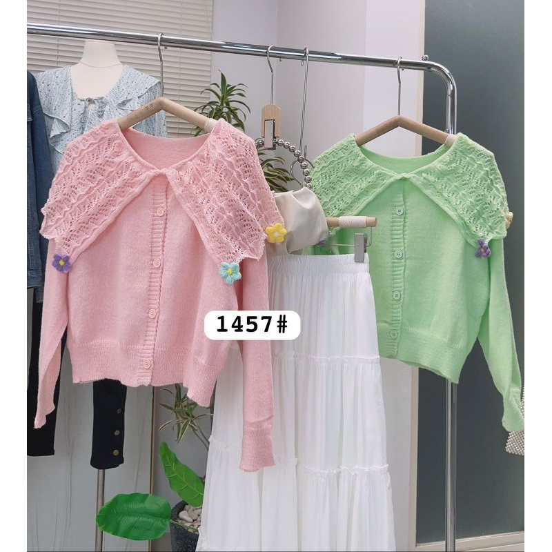 ARF - 1457 - EPT - Cardi Rajut Lembut Bunga Timbul