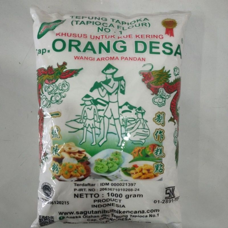 

Cap Orang Desa Varian Kemasan Wangi Aroma Pandan Tepung Tapioka Tapioca Flour Bahan Baking Kue Cake