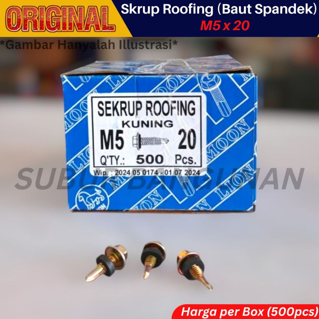 Baut Roofing / Baut Spandek / Baut Drilling / Skrup Roofing / Skrup Spandek 2 CM Box (500 Pcs/ Ktk)