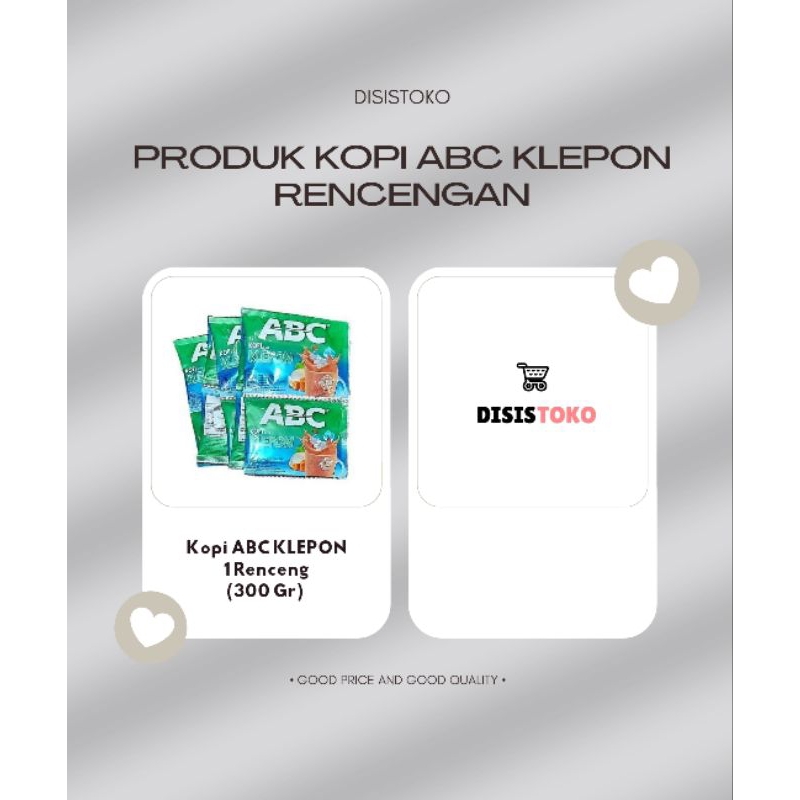 

Kopi ABC Klepon 1 Renceng isi 10 pcs