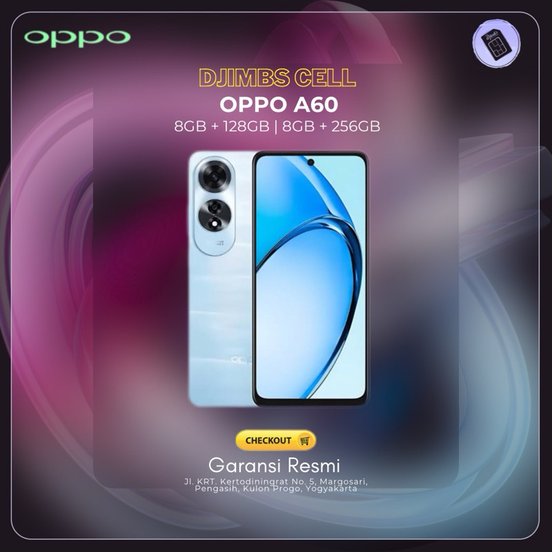 OPPO A60 RAM 8GB INTERNAL 256GB GARANSI RESMI HP MURAH TAHAN BENTURAN TINGKAT MILITER