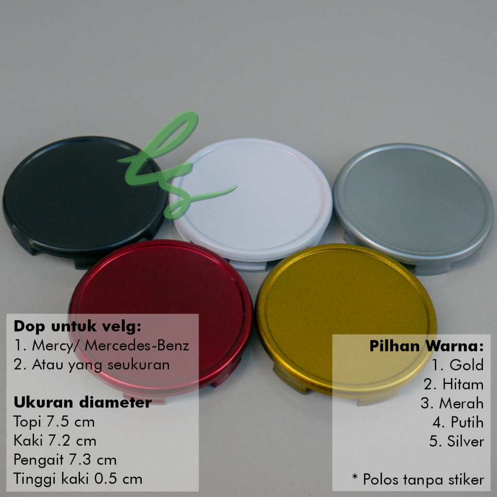 COVER DOP VELG MERCY MERCEDES BENZ TOPI 7.5 CM KAKI 7.2 CM PENGAIT 7.3 CM MERAH SILVER PUTIH GOLD