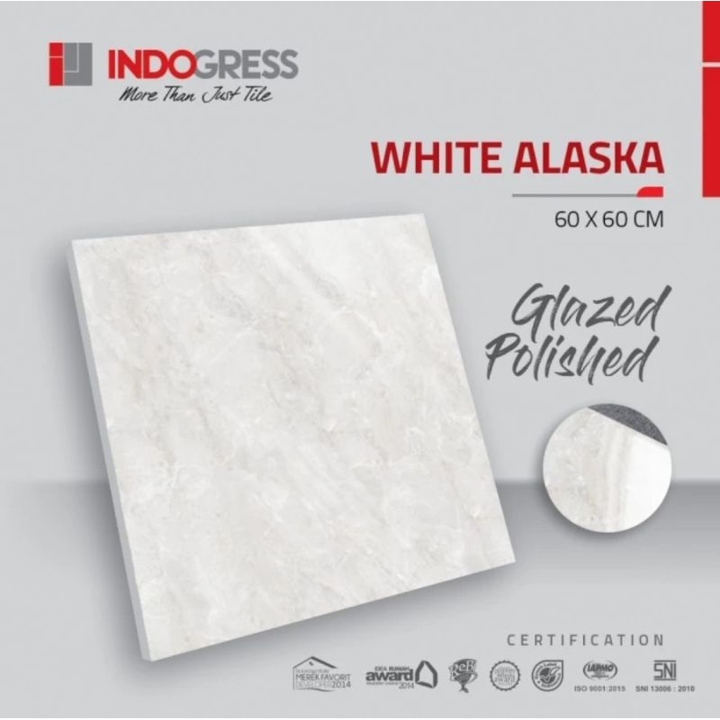 INDOGRESS 1st Grade - White Alaska - 60x60 Glazed Polished