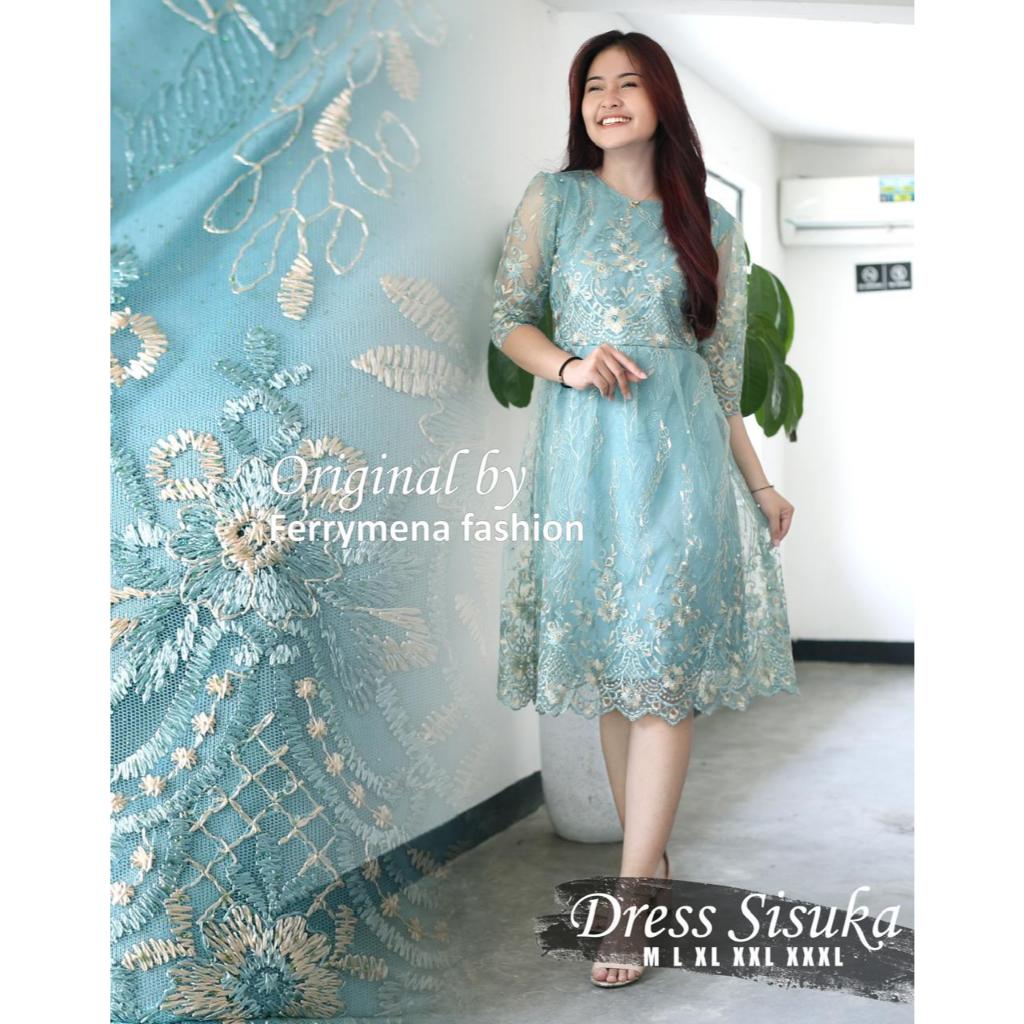 Dress Natal Midi Warna Hijau Wardah