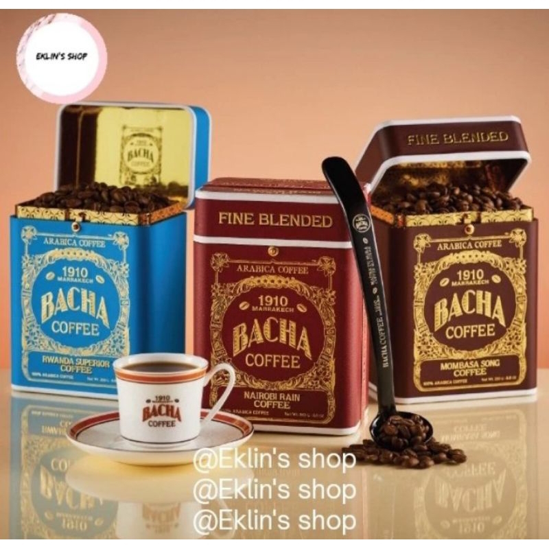 

Bacha coffee 1910 marrakech | 100% arabica coffee | Ground beans | whole coffee beans | bentuk biji kopi | bentuk bubuk kopi | 250gr