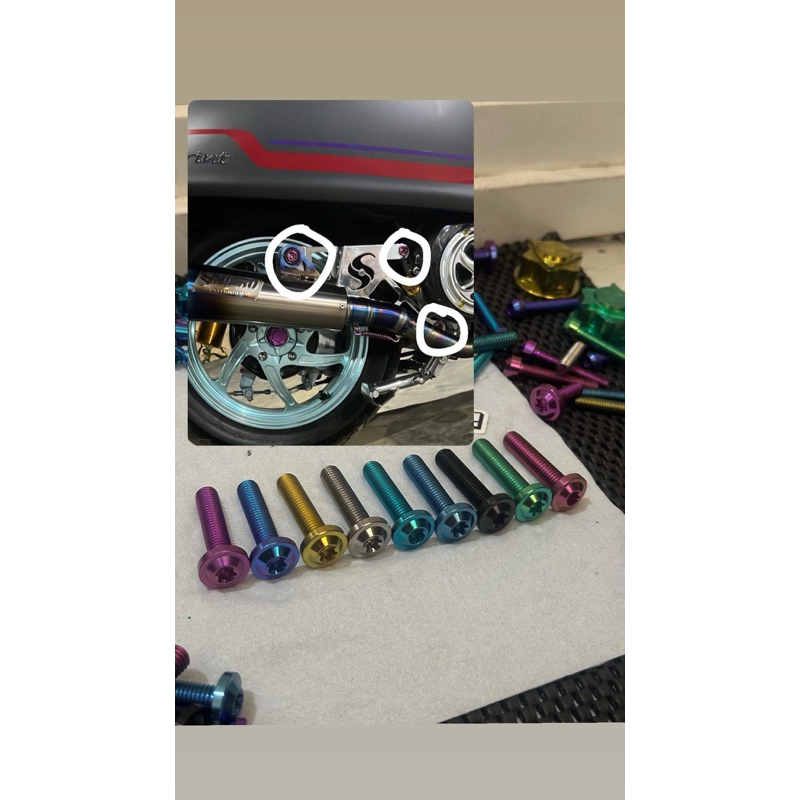 baut Titanium Breket Knalpot Shijiro Vespa matic