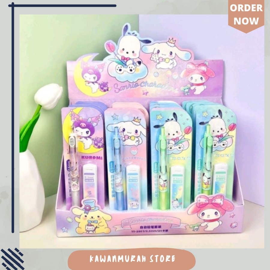 

Pensil Mekanik Motif Kuromi Melody Lengkap Free Refill / Pensil Sanrio - Kuromi