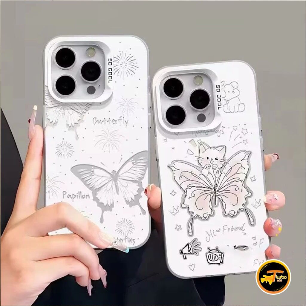 ss961 Premium Matte Hard Casing Hp Butterfly Hologram Compatible For VIVO Y02 Y03 Y04 Y12 Y15 Y17 Y1