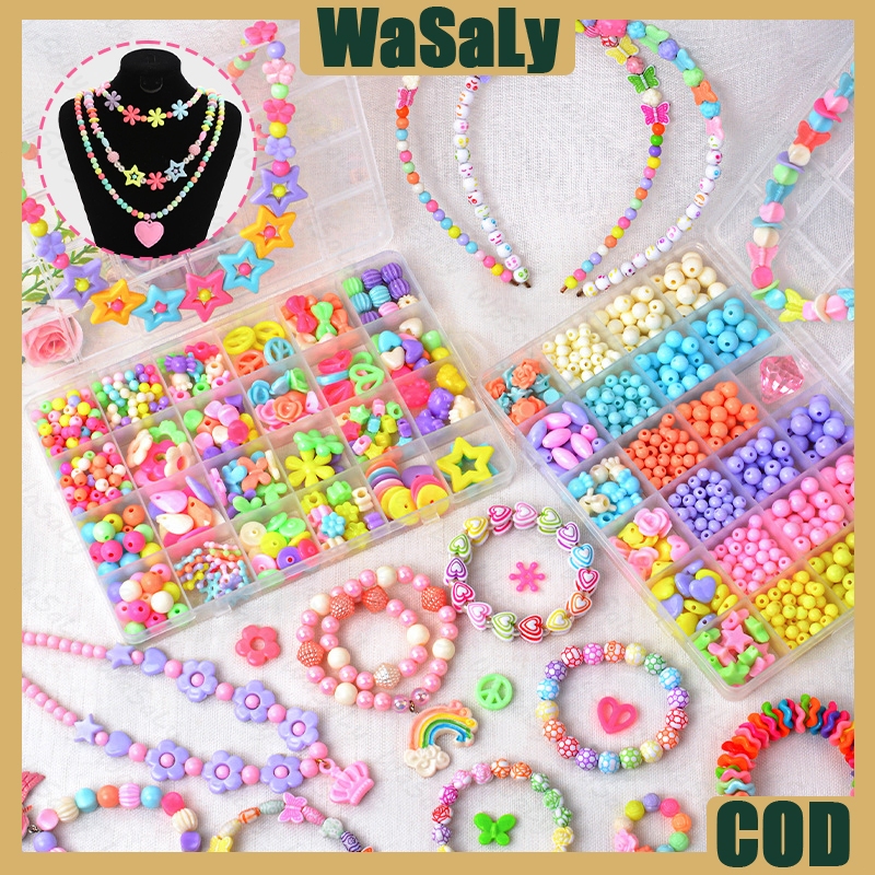 Mainan Edukasi Kreatifitas Anak Meronce Gelang Kalung Gantungan Beaded Diy Kotak Diy Meronce Anak 3D