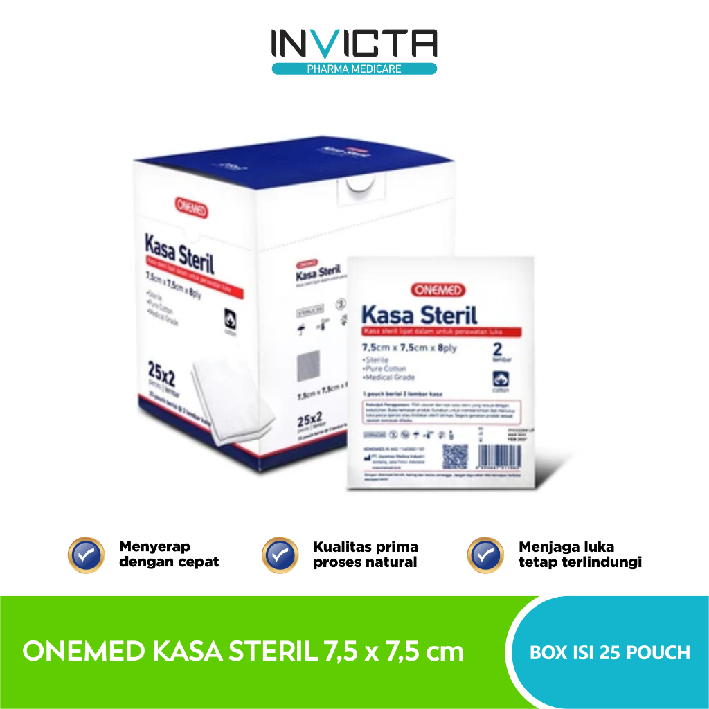 Onemed Kasa Steril 7,5 cm x  7,5 cm x 8 ply - Box Isi 25
