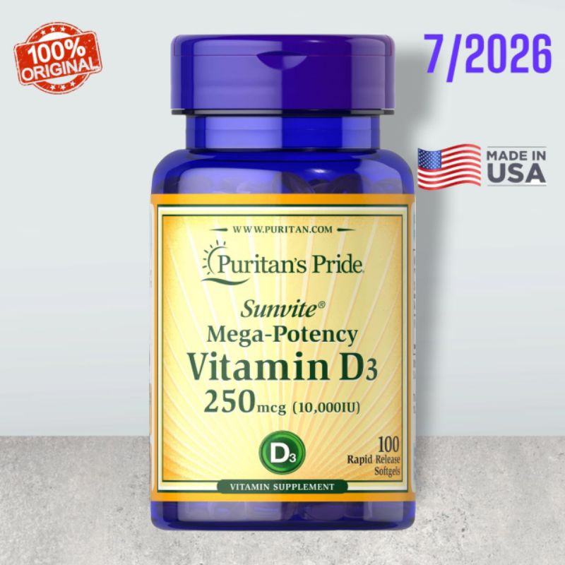 

Puritan Vitamin D3 Vit D3 10000 iu 250 mcg 100 Softgels