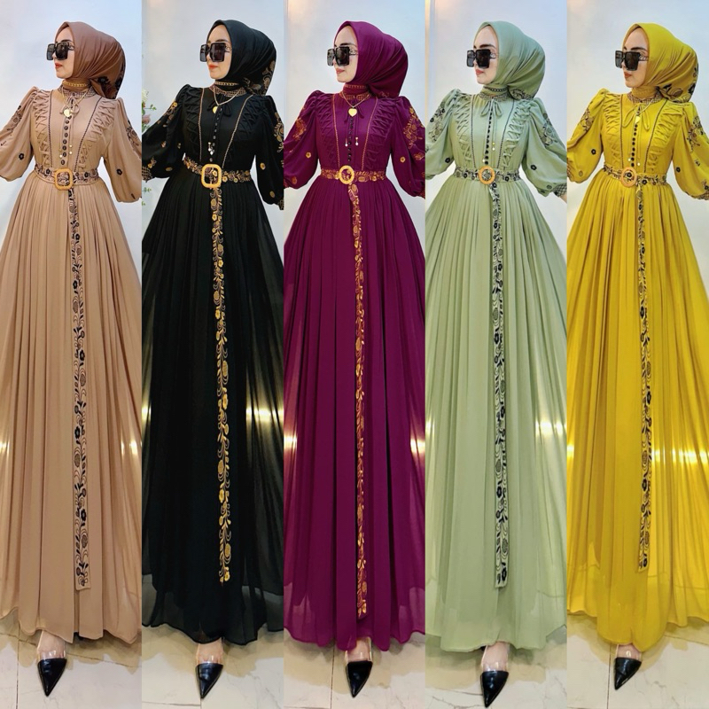 “BY SHR NEW” READYY MAXI DRESS IKATAN CINTA CERUTY BORDIR BY SHR //GAMIS SHR ORI// GAMIS CANTIK VIRA