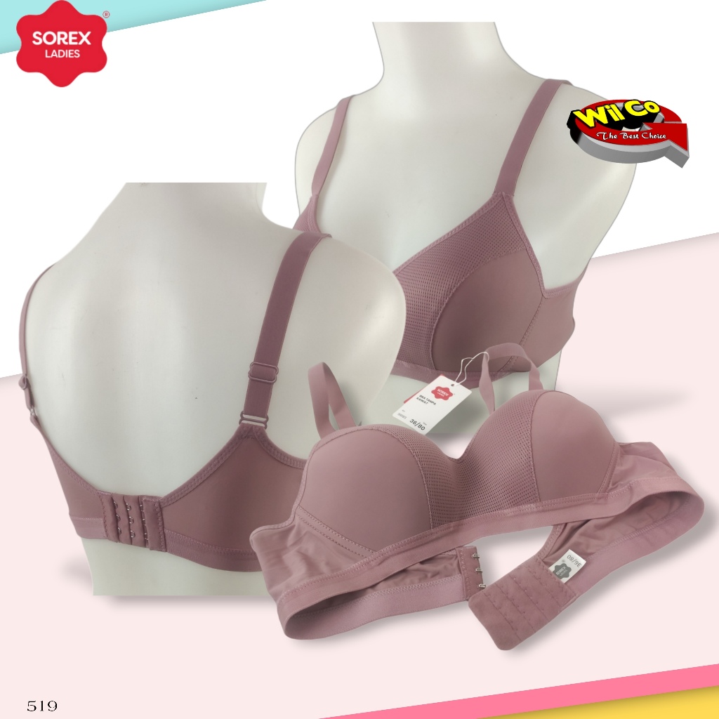 K519 Sorex Bra Wanita Busa Tipis Tanpa Kawat, Bh Sorex Cup B Size 36 - 42 Kait 3
