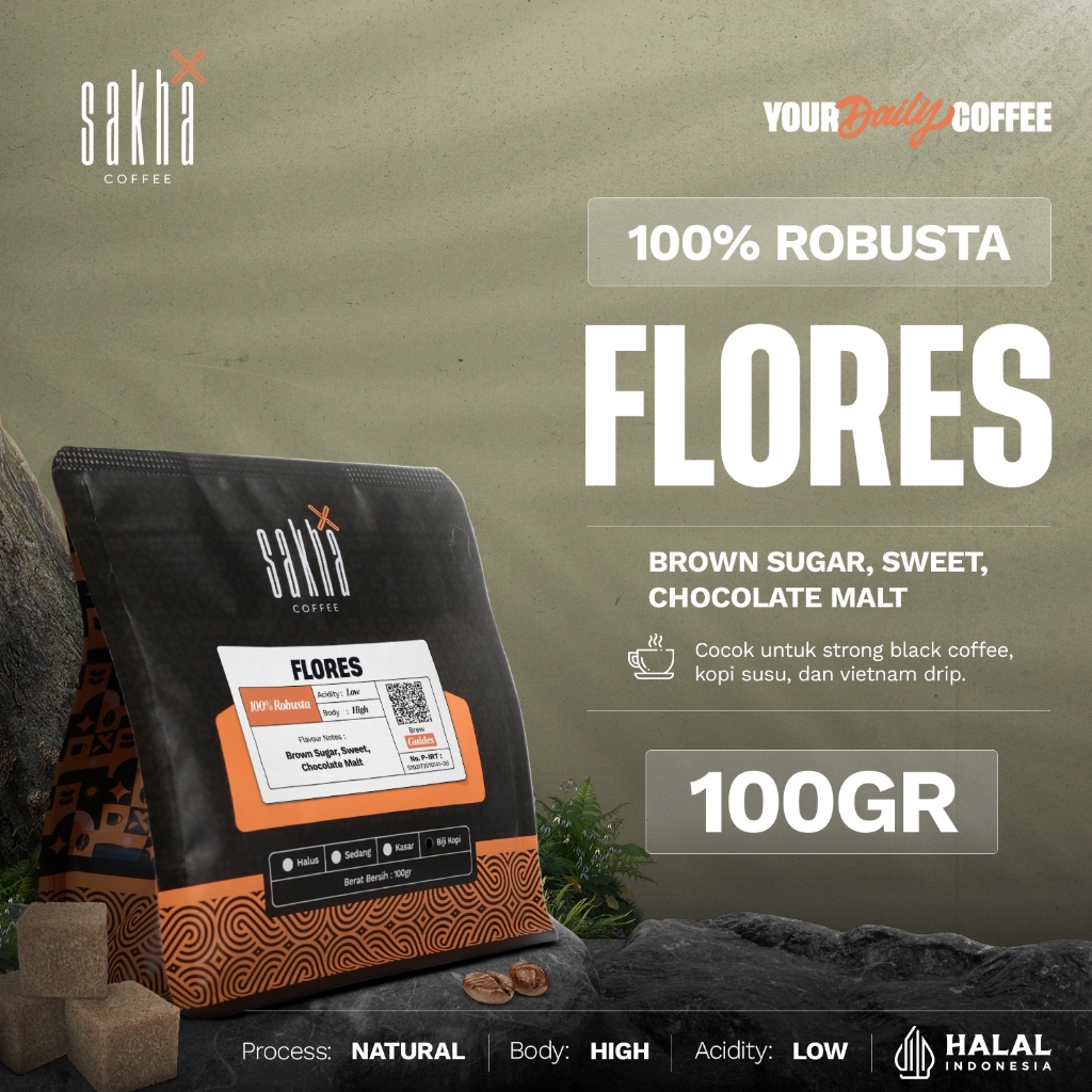 

Kopi Robusta Flores Bajawa Coffee Roast Beans Espresso 100 Gram Biji Bubuk