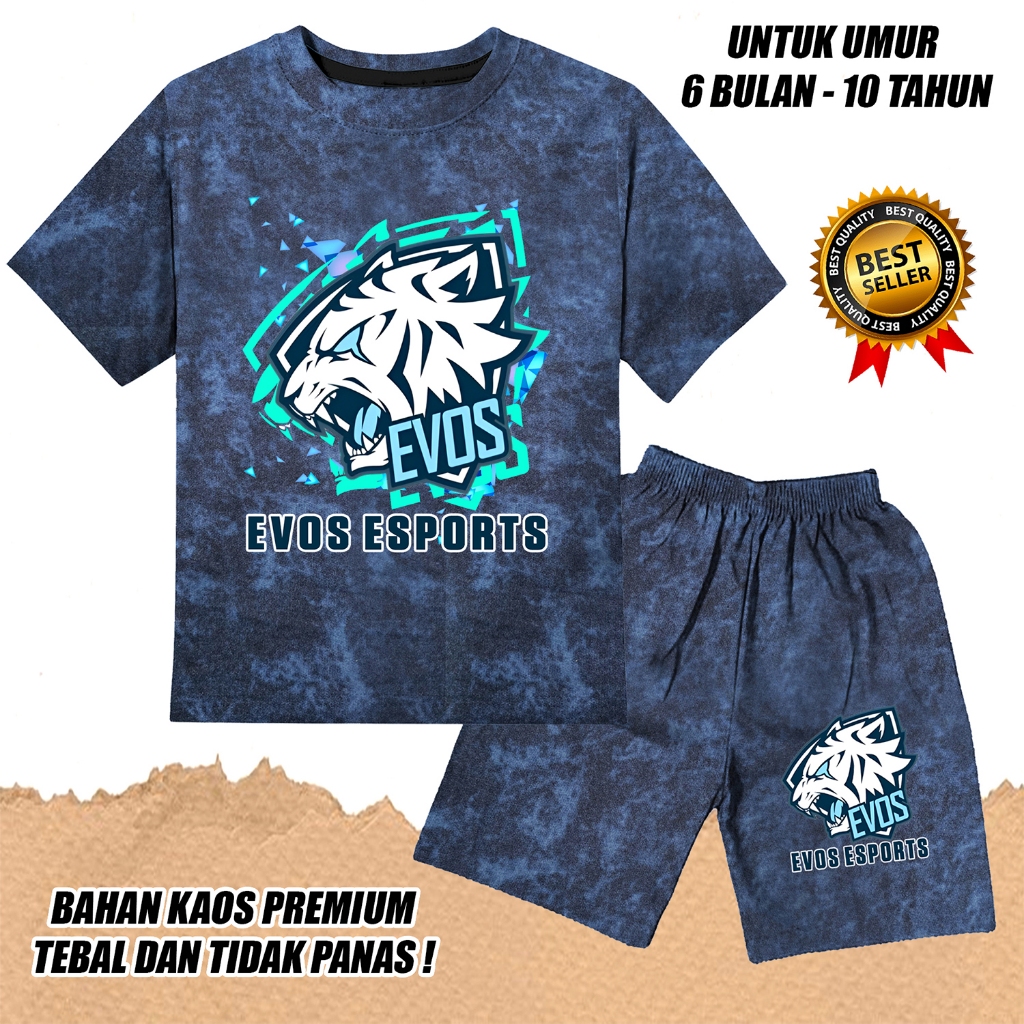 setelan denim jeans printing lengan pendek anak laki laki perempuan katun halus dtf pokemon evos  2