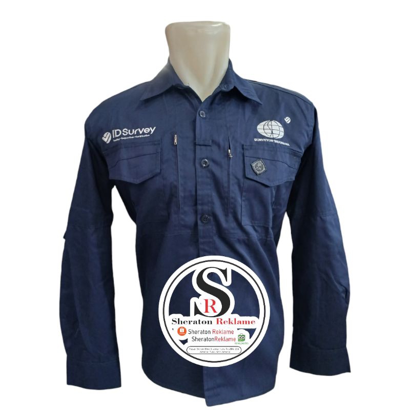 kemeja M-TAC Surveyor indonesia seragam Surveyor indonesia baju surveyor indonesia navy lengan panja