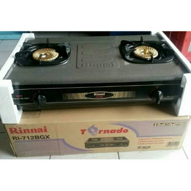 Kompor rinnai jumbo 2 tungku RI-712 TG stainless tornado api turbo