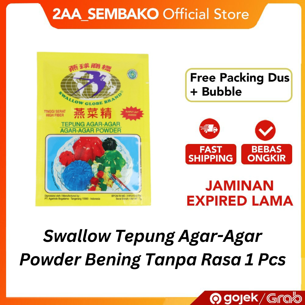

Swallow Globe Tepung Agar-Agar Powder Bening Tanpa Rasa 1 Pcs