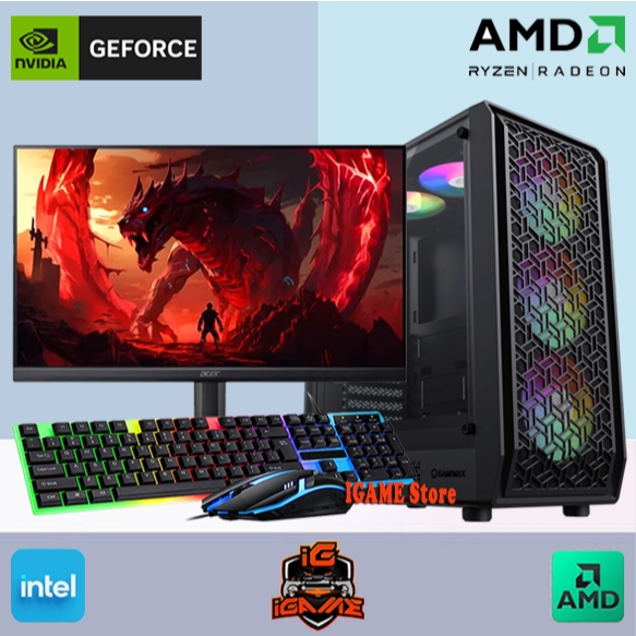 Paket Lengkap Full SET PC GAMING RYZEN 5 5600 - RTX 3050 - Monitor 24" 180HZ Siap Pakai