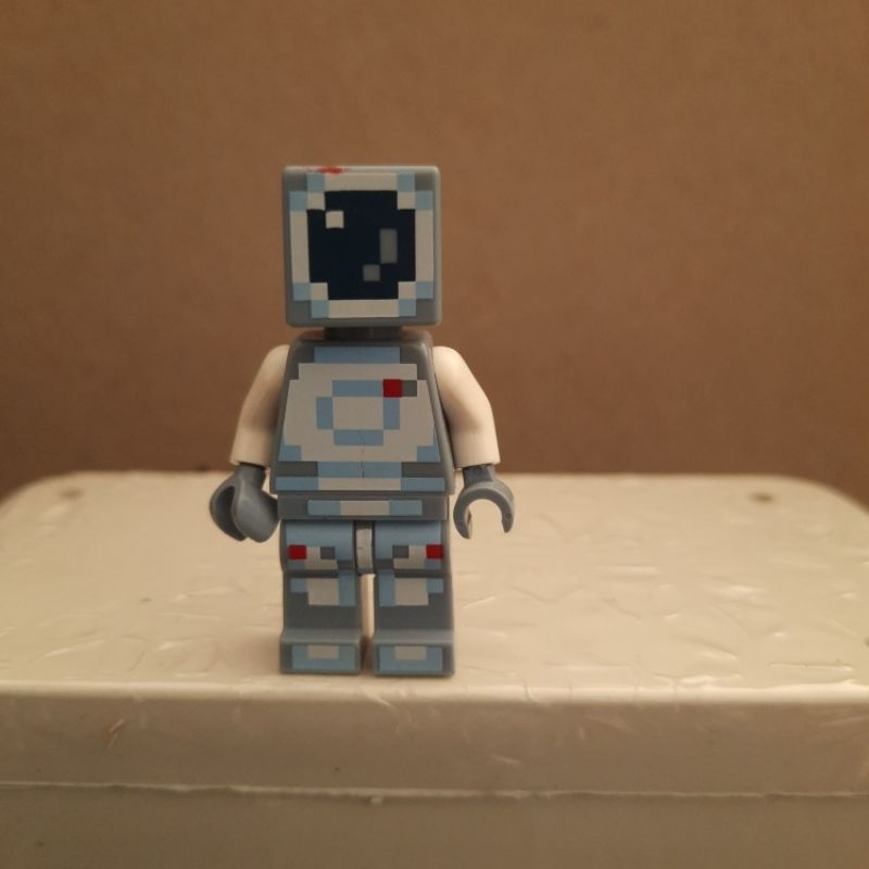 Minifigure Original Lego Minecraft Skin 4 Pixelated Blue Spacesuit Dark Visor