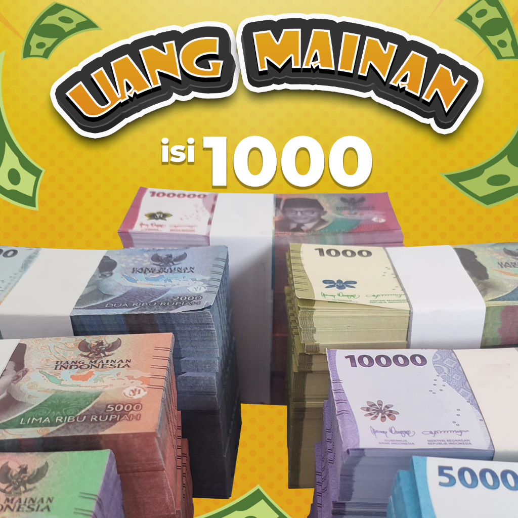 Replika Uang Mainan 2022 – Dekorasi Mahar, Buket Uang, Edukasi Anak, 1000 Lembar/Bendel, soft paper