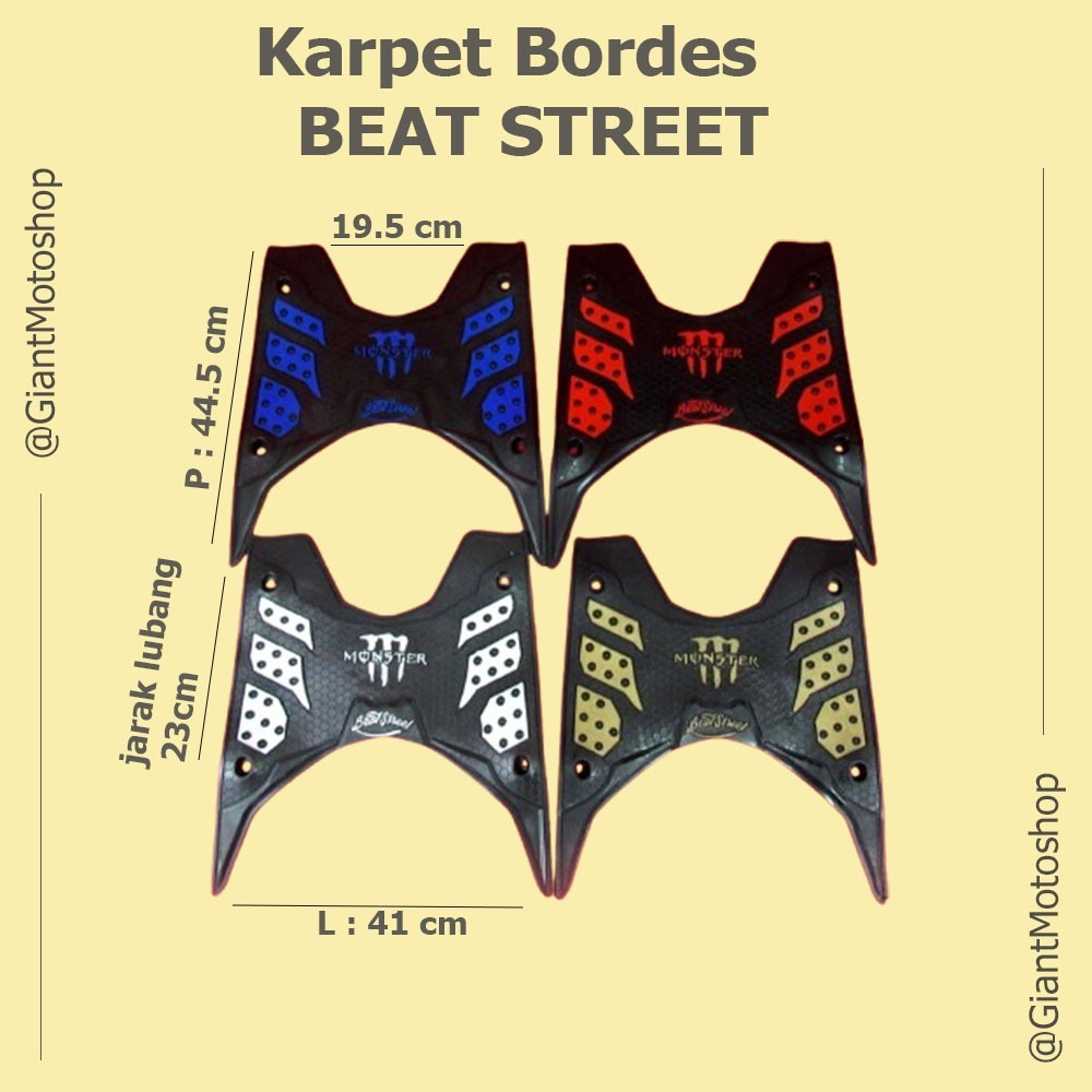 karpet bordes beat street pijakan kaki/alas kaki/injekan motor honda