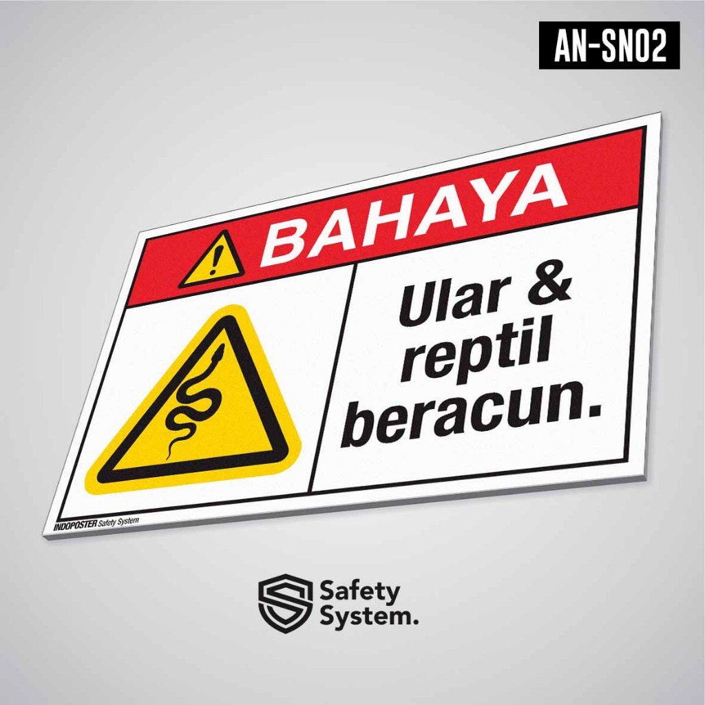 

Safety Sign Rambu K3 PVC ANSI Bahaya Ular Dan Reptil Beracun