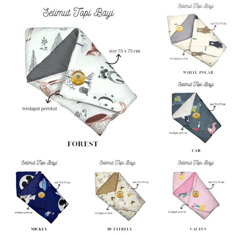 SELIMUT TOPI BABY / SELIMUT TOPI BAYI / HOODIE BLANKET BABY ( SELIMUT TOPI )