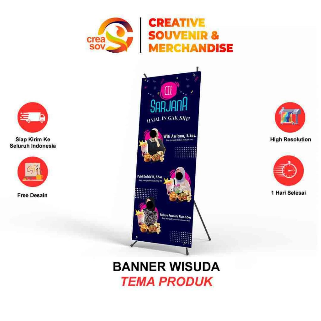Creasov - X Banner Wisuda Custom Banner Graduation Design Kelulusan Wisuda Stand Cetak Free Desain