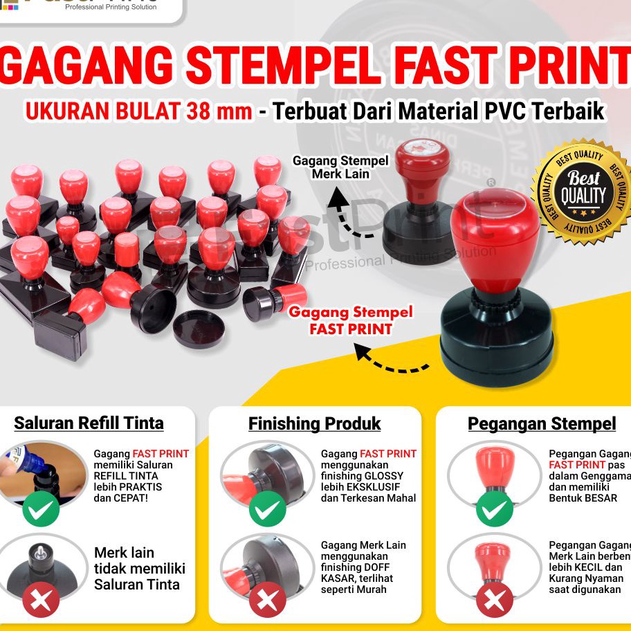 

BURUAN SERBU D38 gagang Stempel Flash Kilat Warna Ukuran Bulat 38 MM