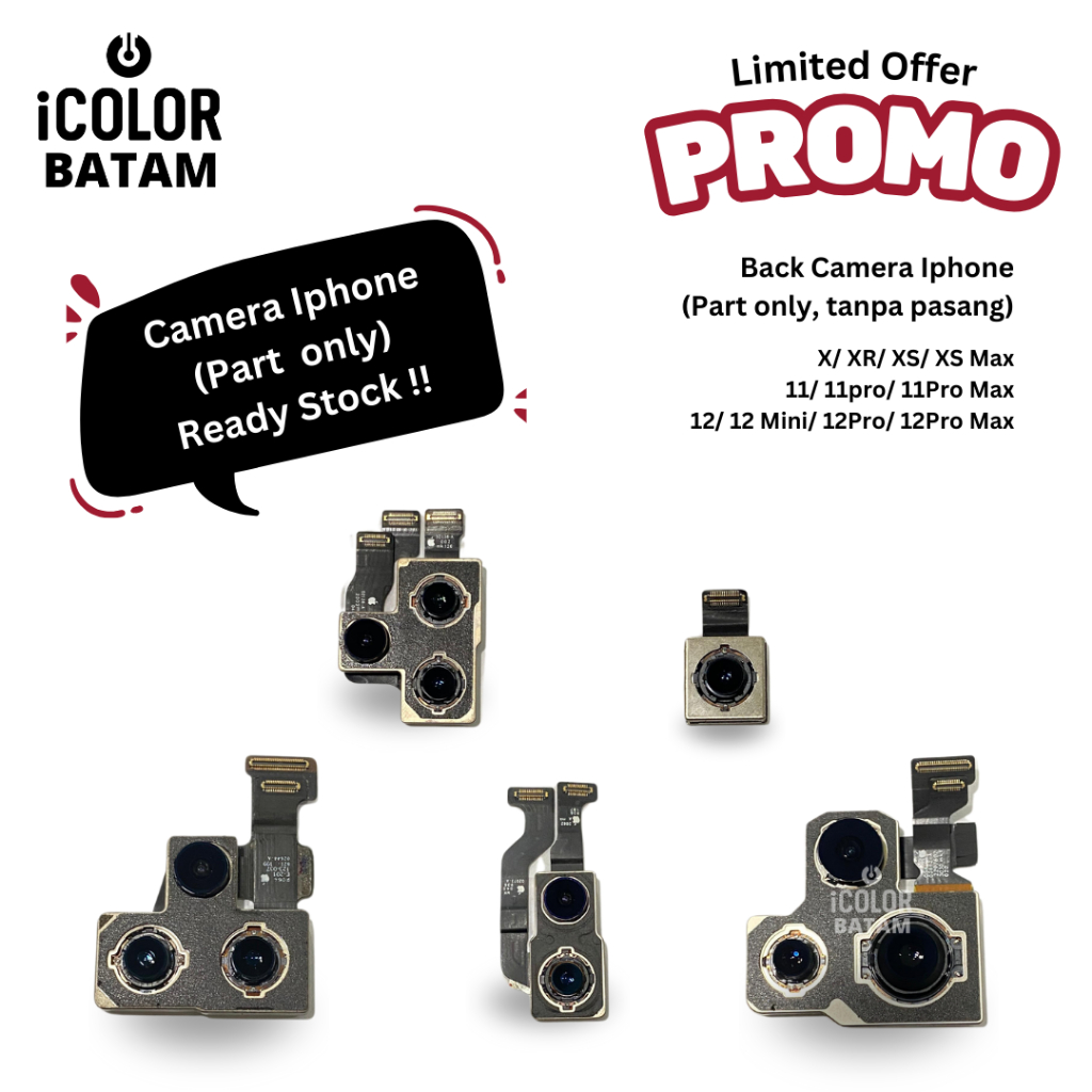Kamera Belakang Iphone X/ XS/ XS Max/ 11pro/ 11Pro Max/ 12/ 12Pro/ 12Pro Max Original - Icolor Batam